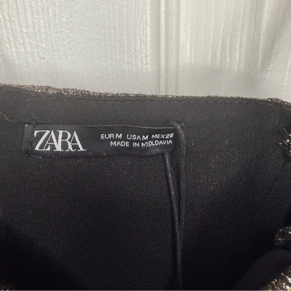 Zara Gold Metallic Mini Dress with Ruffle Size Medium NWT Homecoming Formal - Picture 8 of 9